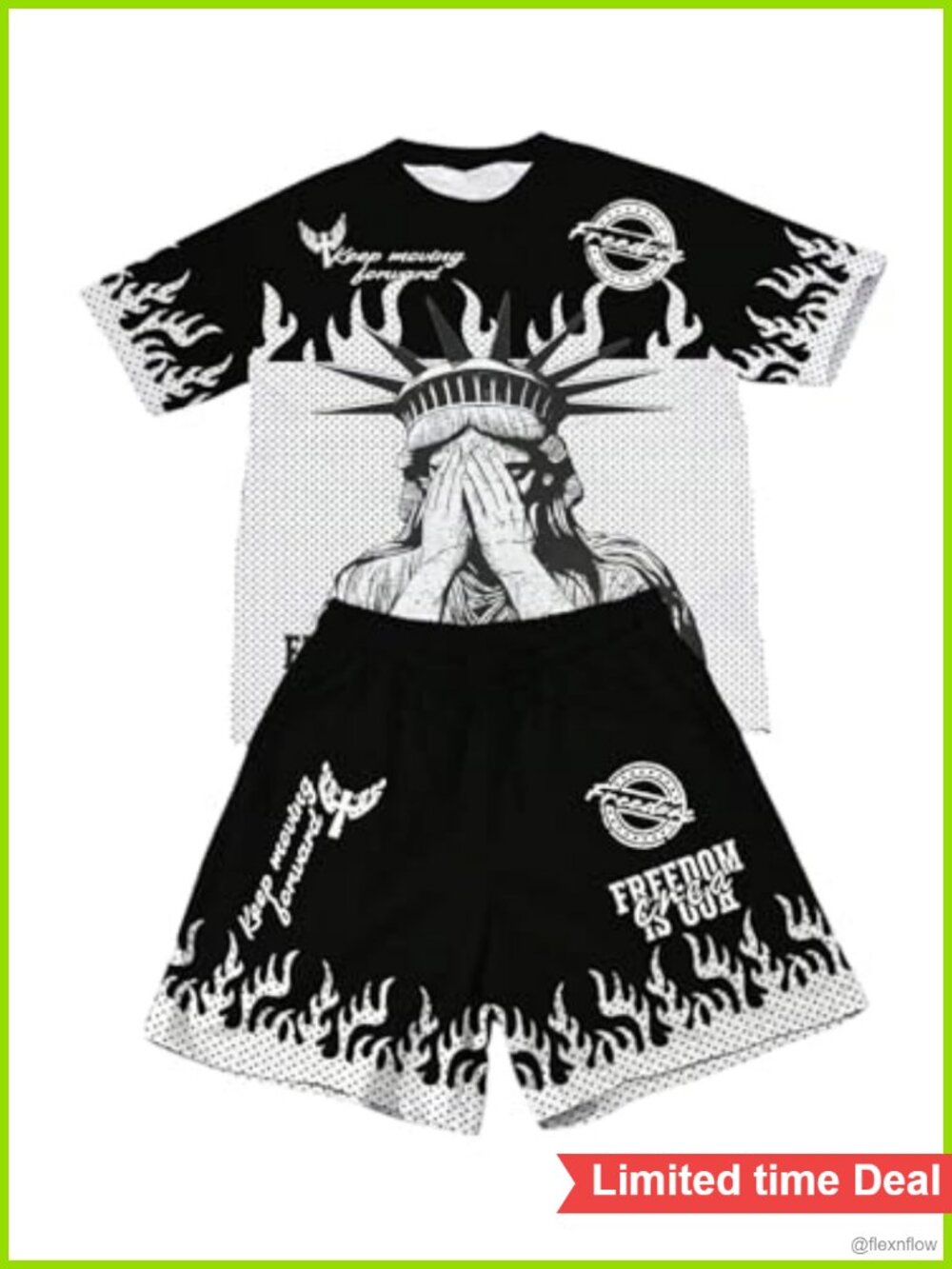 Men's 2 Piece Short & Top Set Graphic Tee Y2k Shorts Loose Fit Polyester Blend